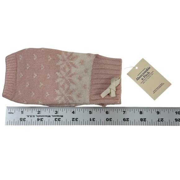 NWT Abercrombie Pink White Knit Fingerless Gloves Mittens Fair Isle Vintage Y2k - Picture 7 of 9